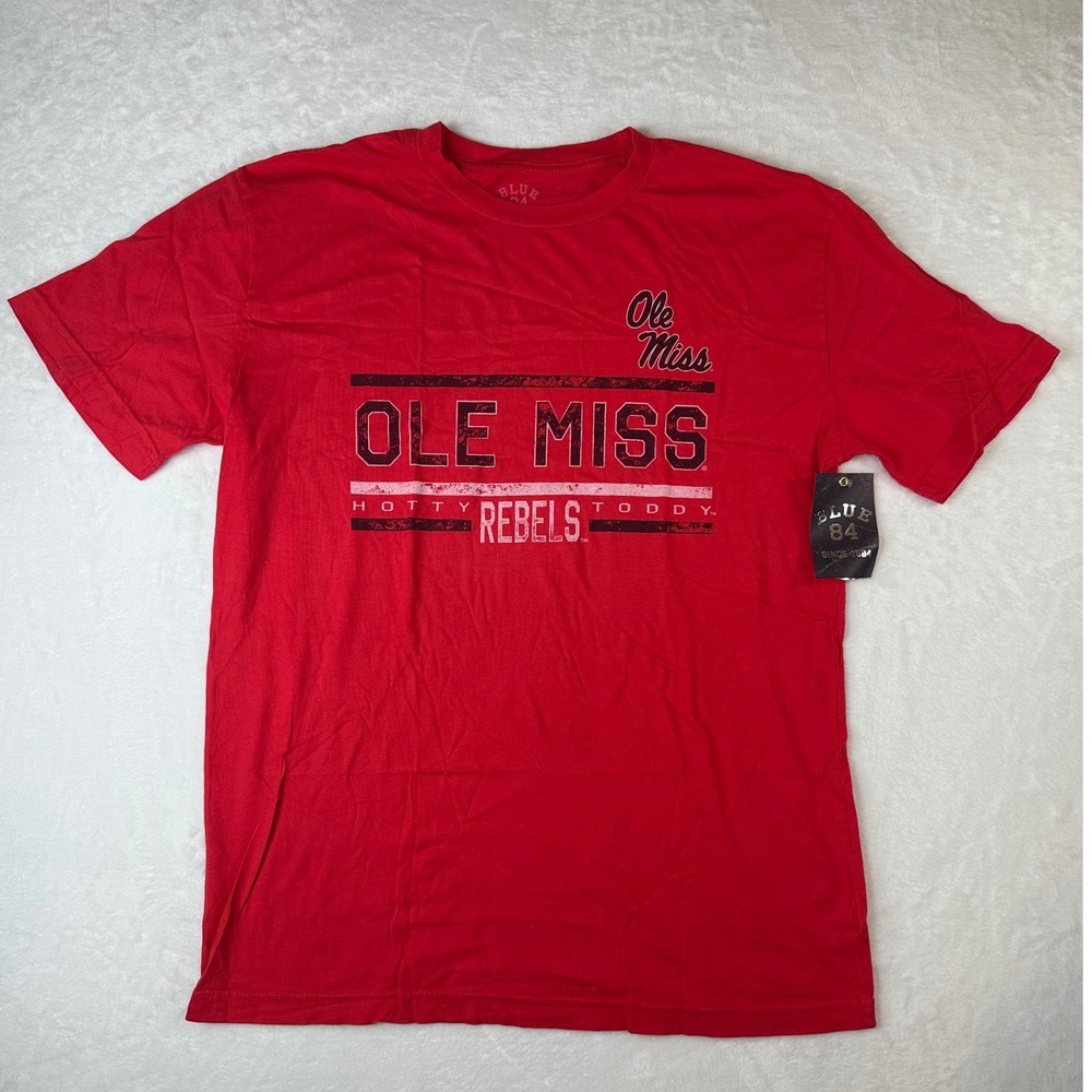 Blue 84 Ole Miss Rebels T-Shirt Mens Large Red Hotty Toddy Graphic Tee NWT